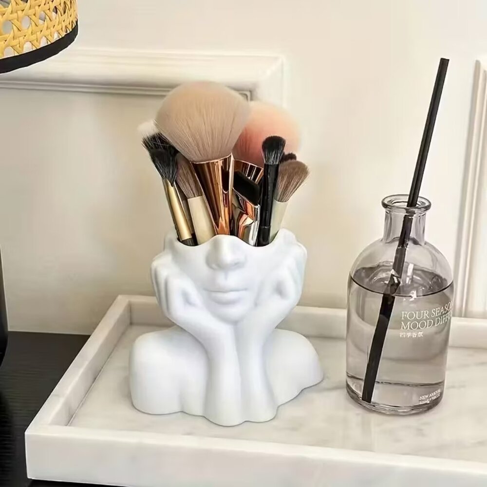 Half Face (White) Open Top Makeup‎ Brush Holder (BRAND-NEW & SO CUTE!) - Picture 3 of 6